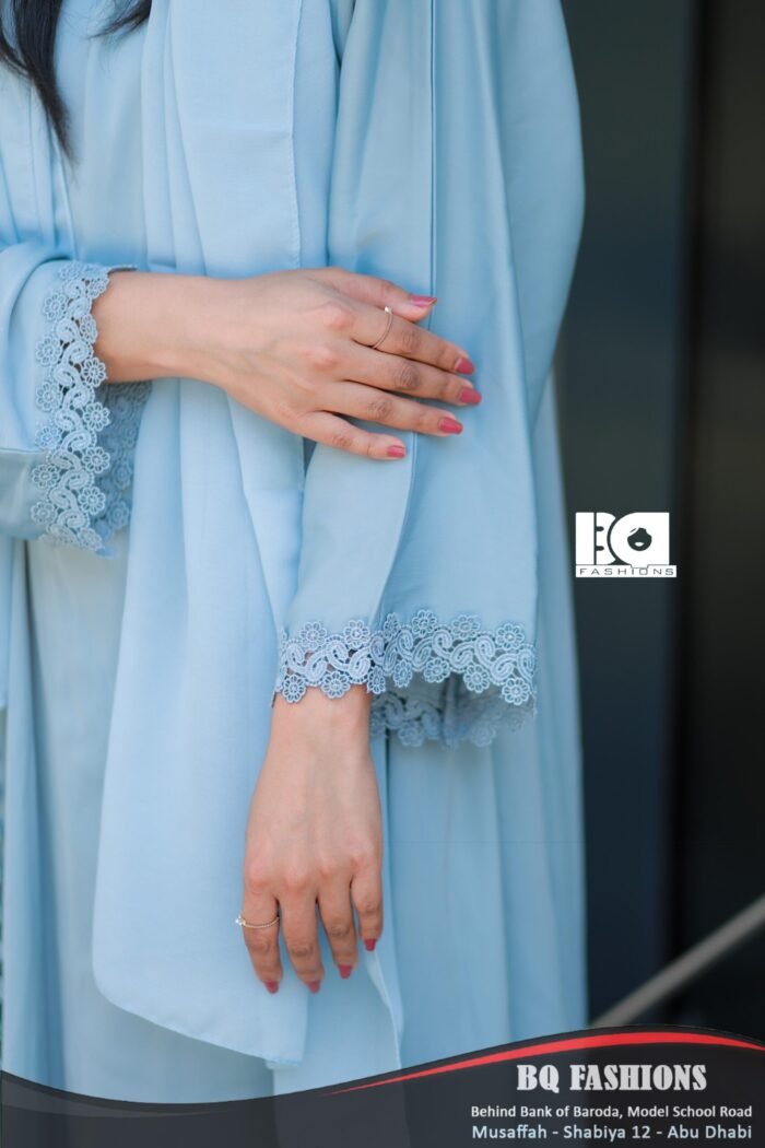 Sky Bloom Embroidered Abaya - Image 3