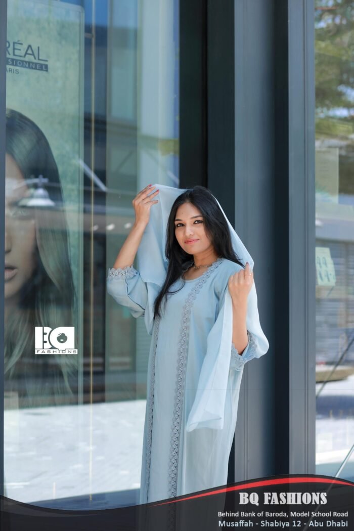 Sky Bloom Embroidered Abaya - Image 2