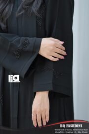 Midnight Elegance Abaya - Women's black modest Islamic dress with flowing sleeves and open front design