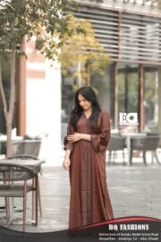 Luxurious brown abaya with sequin embellishments - elegant modest wear for special occasions