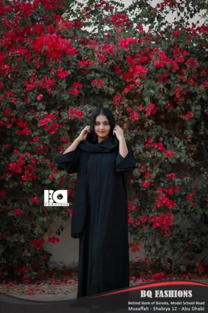 Midnight Black Butterfly Abaya - Women's flowing black modest dress with butterfly sleeves and elegant design