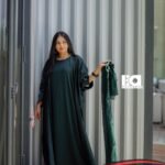 Dark Green Overcoat Abaya – Women’s tailored long Islamic coat with belt for modest fashion
