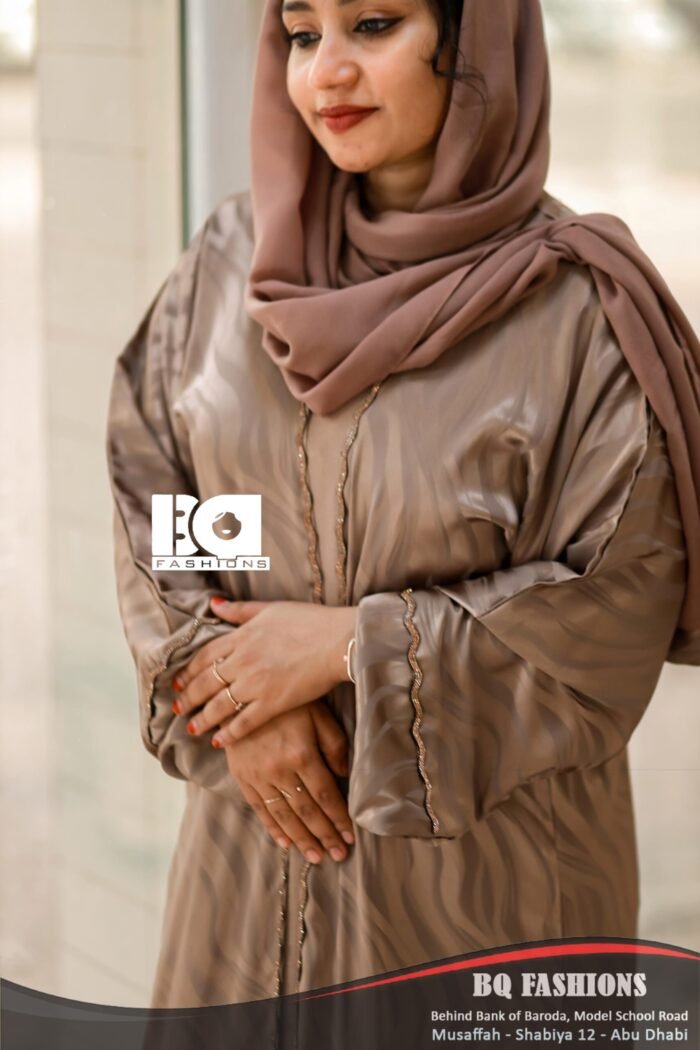 Mocha Silk Elegance Abaya - Image 3