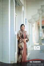 Desert Bloom Embellished Abaya - Women's floral print modest Islamic dress with embroidered trim and matching hijab